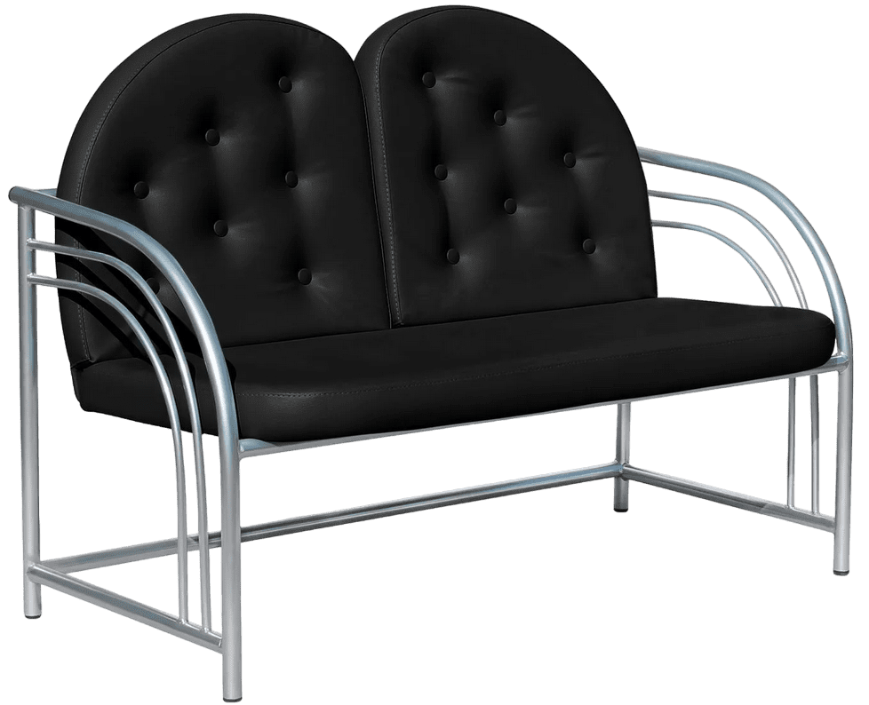Купить диван для ожидания с пуговицами Д03, со спинкой, 2-х местный - цвет Dollaro Black с доставкой по России